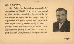 Art Britt, Republican Candidate for Re-election as Sheriff Postcard