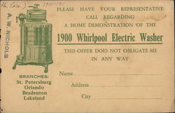 1900 Whirlpool Electric Washer Postcard