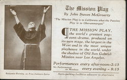 Robed Religious Figure With Arms Up, The Mission Play Postcard