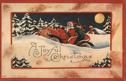 Santa Driving an Automobile Through the Snow Postcard