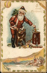 Santa With Sack of Toys Santa Claus Postcard Postcard Postcard