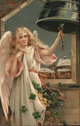 Blond Female Angel Ringing Large Bell Postcard