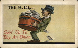 Man Carrying Bushel Full of Money Comic, Funny Postcard Postcard Postcard