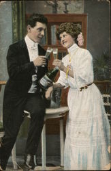 couple clinking glasses of champagne Postcard