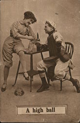 A High Ball - baseball player drinking with a woman Postcard Postcard Postcard