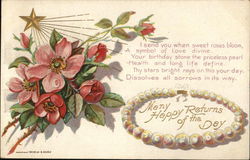 Roses And Pearls To Celebrate A Birthday Postcard