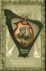 Blarney Castle - framed by Irish Harp Postcard