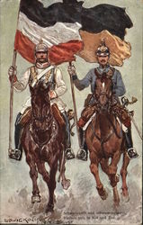 Soldiers on Horseback Postcard