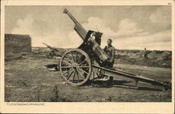 Fliegerabwehrkanone - man with a machine gun on a trailer Postcard