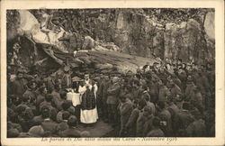 Religious Service With Priest and Soldiers Outdoors World War I Postcard Postcard Postcard