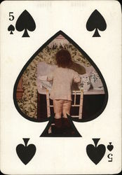 bare bottomed child inside a spade with a playing card theme Card Games Postcard Postcard Postcard