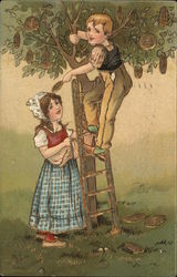 children picking fruit Postcard