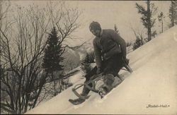 Man sledding Postcard Postcard Postcard