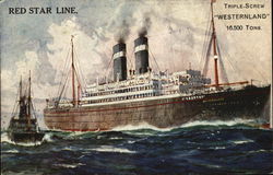 Red Star Line Triple-Screw "Westernland" 16,500 Tons Steamers Postcard Postcard Postcard