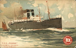 Large Boat In Water T.S.S. "Kroonland" Postcard