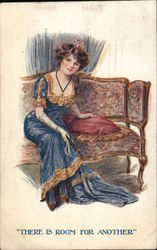 There is room for another - elegant woman sitting on a couch Postcard