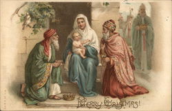 Merry Christmas! - two visitors with Madonna and child Postcard