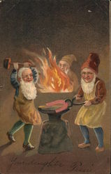 Elves forging horshoes Postcard