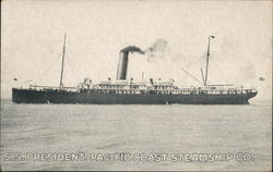 S.S. president. Pacific Coast Steamship Co. Postcard