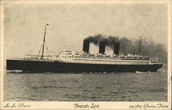 S.S. Paris French Line 34,369 Gross Tons The Longest Gangplanks in the World Steamers Postcard Postcard Postcard