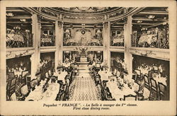 Wide View of Two-Story Decadent Ship Dining Room Interiors Postcard Postcard Postcard