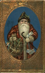 Santa with sack - tin on postcard Postcard