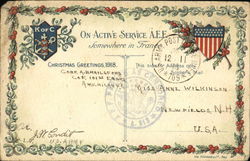 American Flag Shield and K of C Insignia Postcard