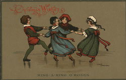 Ring a Ring o' Roses - Christmas Wishes - children playing ring around the rosy Postcard Postcard Postcard