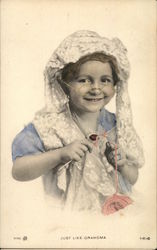 Just LIke Grandma - girl dressed like an old woman Girls Postcard Postcard Postcard