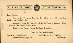 William Clinton Story Post No. 342 Postcard