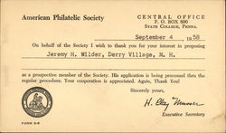 American Philatelic Society Postcard