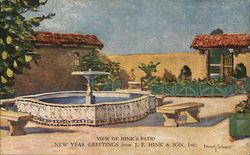 View of Hink's Patio - New Year Greetings from J. F Hink & Son, Inc New Year's Postcard Postcard Postcard