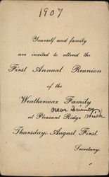 Invitation, First Annual Reunion of the Weatherwax Family Postcard