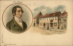 Carl Maria von Weber - Portrait and house Composers Postcard Postcard Postcard