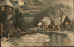 Happy New Year - Village in Winter New Year's Postcard Postcard Postcard