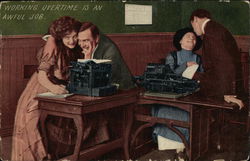 Two Couples in a Classroom Postcard