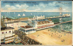 Steeplechase and Steel Pier, Board Walk Postcard