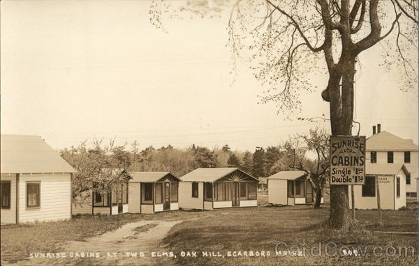 Sunrise Cabins at Two Elms, Oak Hill Scarboro, ME Postcard