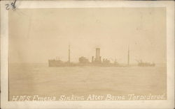 HMS Emeus Sinking After Being Torpedoed Ships Postcard Postcard Postcard