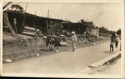 Huts, Market, Donkey Carrying Goods Peitaiho Beach China Postcard Postcard Postcard