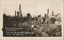 Reconnaissance of Attigny - Crater in Public Square Postcard