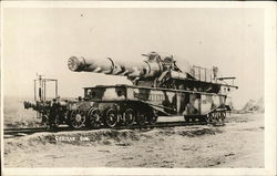 Huge German gun on Railroad Car Military Postcard Postcard Postcard