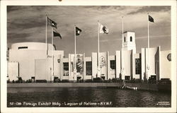 Foreign Exhibit Building and Lagoon of Nations Postcard