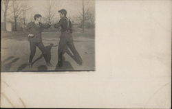 Two Boys Boxing Postcard