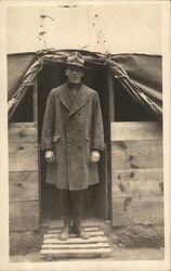 Soldier Posing at the Entrance to a Tent People in Uniform Postcard Postcard Postcard