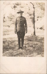 Soldier Posing in Camp Postcard