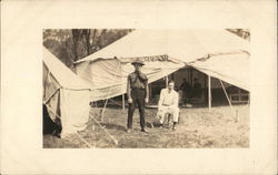 Soldiers with Tent People in Uniform Postcard Postcard Postcard