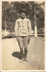 Soldier Posing in Camp People in Uniform Postcard Postcard Postcard