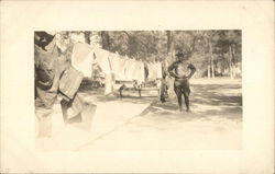 Vintage Park Ranger on Laundry Day Camping Postcard Postcard Postcard