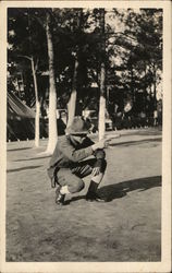 A Crouched Soldier Aiming His Pistol People in Uniform Postcard Postcard Postcard